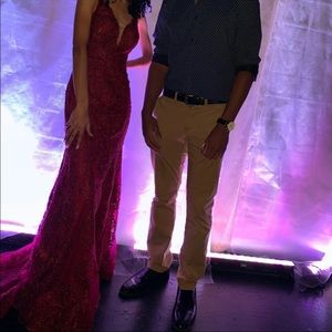 Sparkly Lace Wine Prom Dress